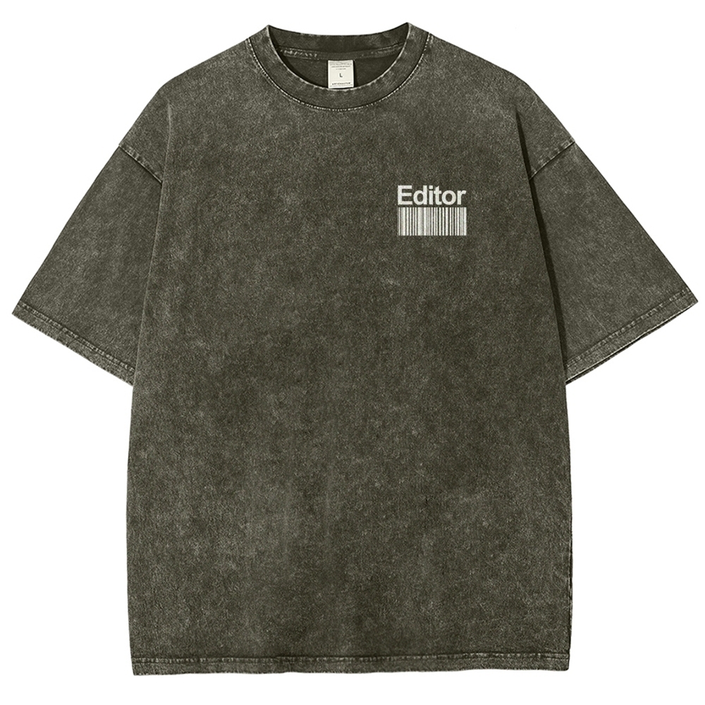 Editor Pattern Washed Vintage Short Sleeves T-Shirt-moweekender
