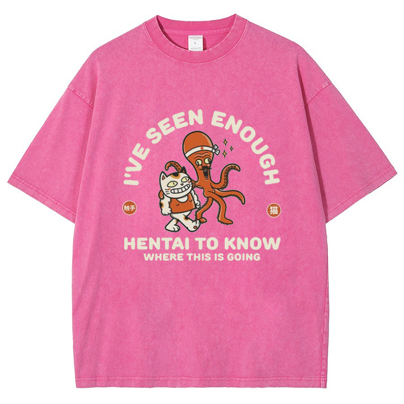 I've Seen Enough Hentai Vintage Snowflake Washed T-Shirt-moweekender