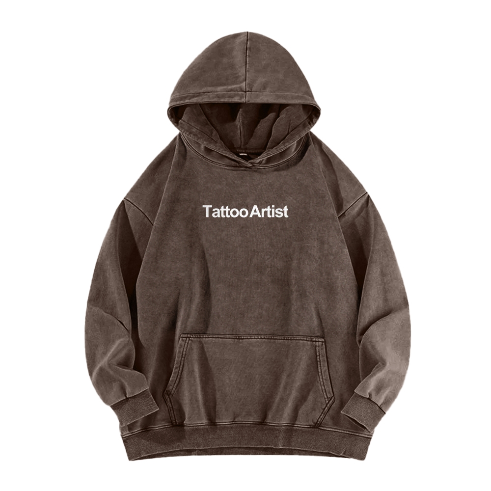 Tattoo Artist Casual Washed Hoodie-moweekender