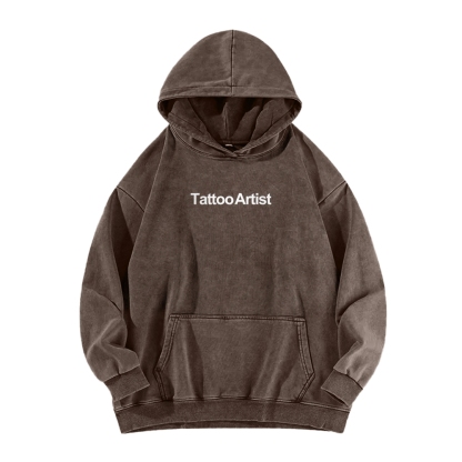 Tattoo Artist Casual Washed Hoodie-moweekender