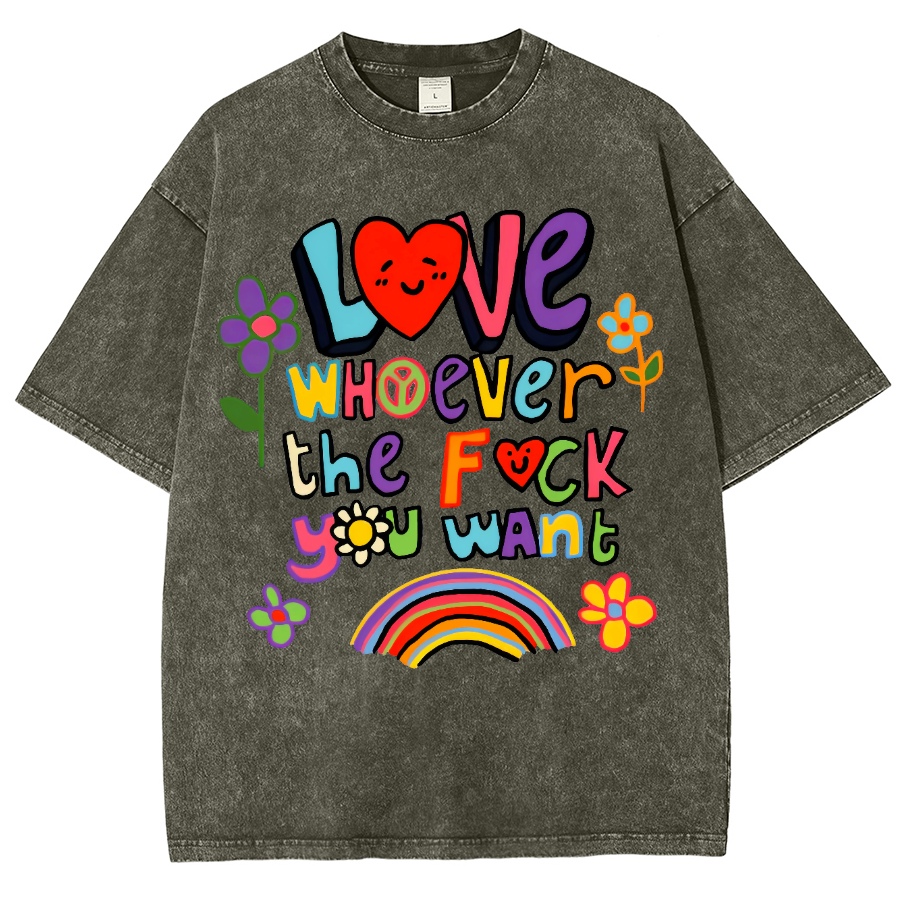 Love Whatever What Unisex Fit Washed Oversized T-Shirt-moweekender