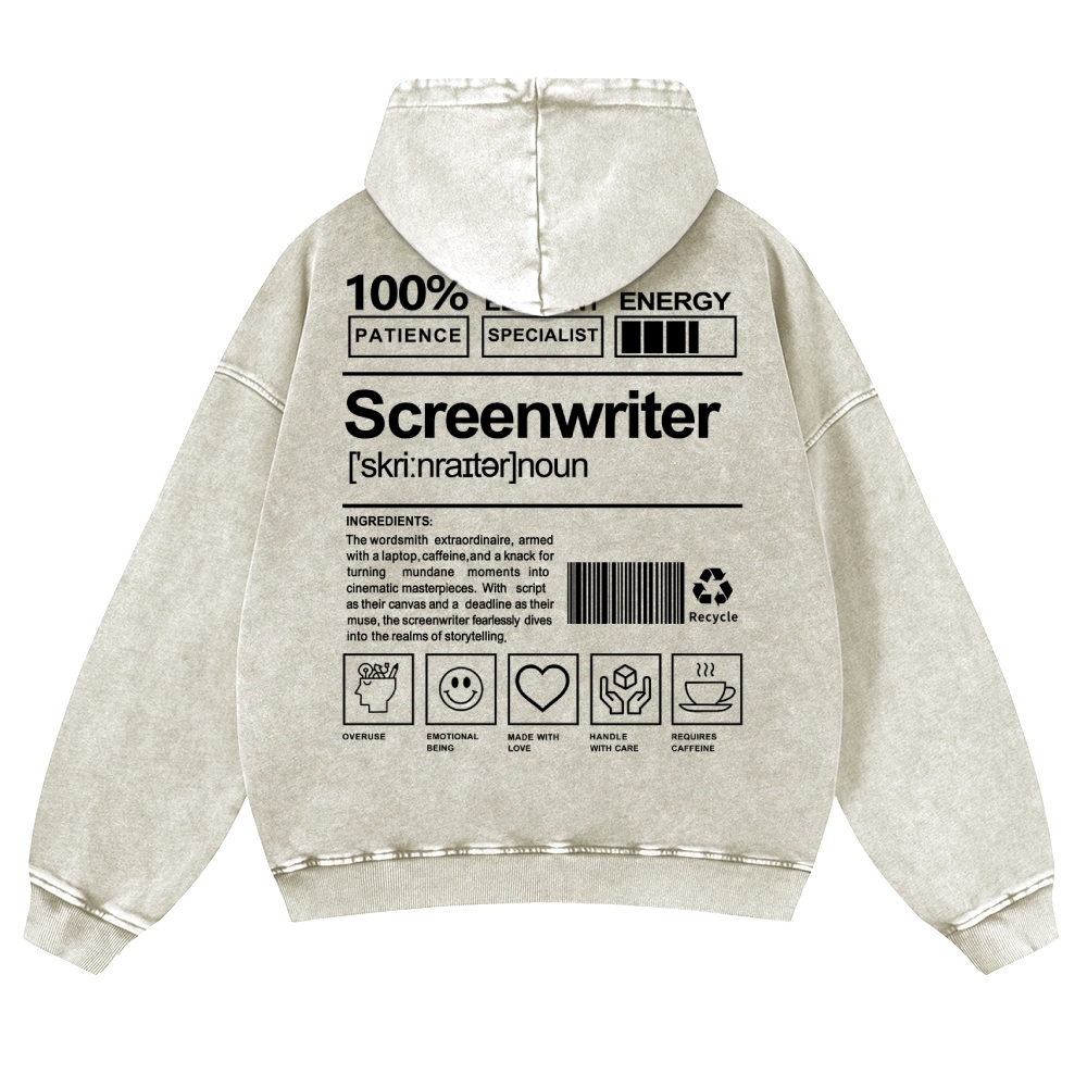 Screenwriter Printed Vintage Washed Hoodie-moweekender