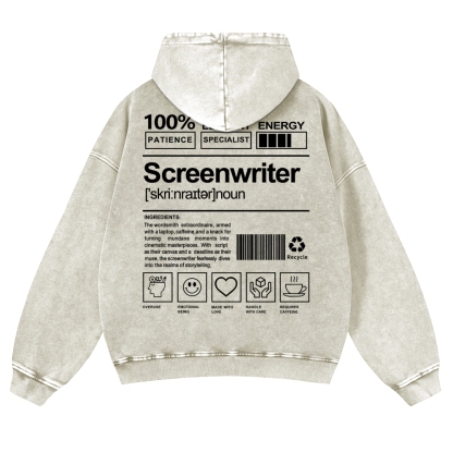 Screenwriter Printed Vintage Washed Hoodie-moweekender