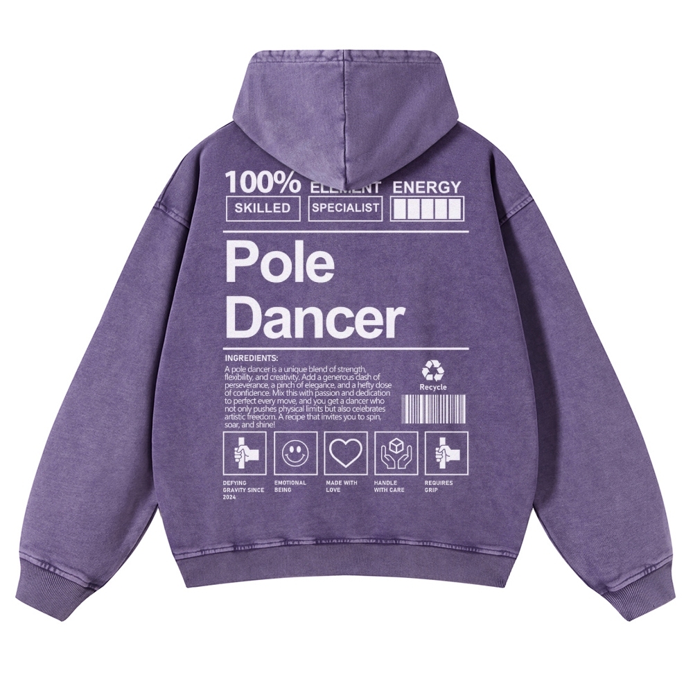 Pole Dancer Casual Washed Hoodie