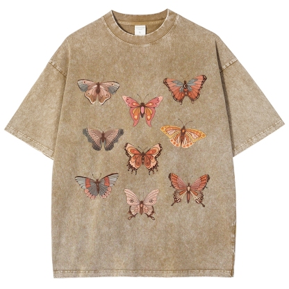 Butterfly Specimen Vintage Snowflake Washed T-Shirt-moweekender
