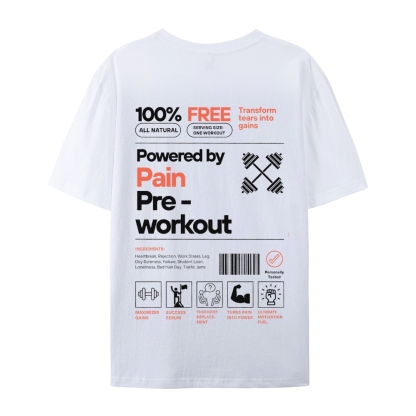 Powered By Pain Pre-Workout Casual Short Sleeve T-Shirt-moweekender