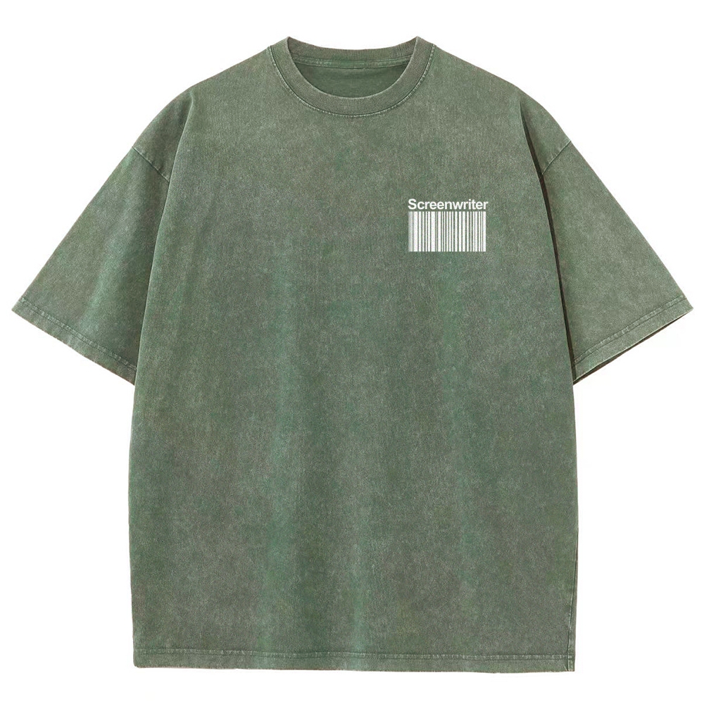 Screenwriter Pattern Washed Vintage Short Sleeves T-Shirt-moweekender