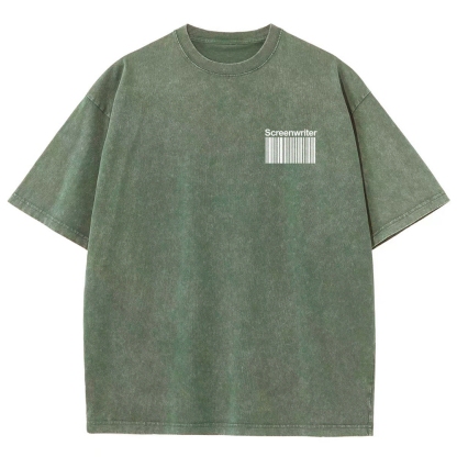 Screenwriter Pattern Washed Vintage Short Sleeves T-Shirt-moweekender
