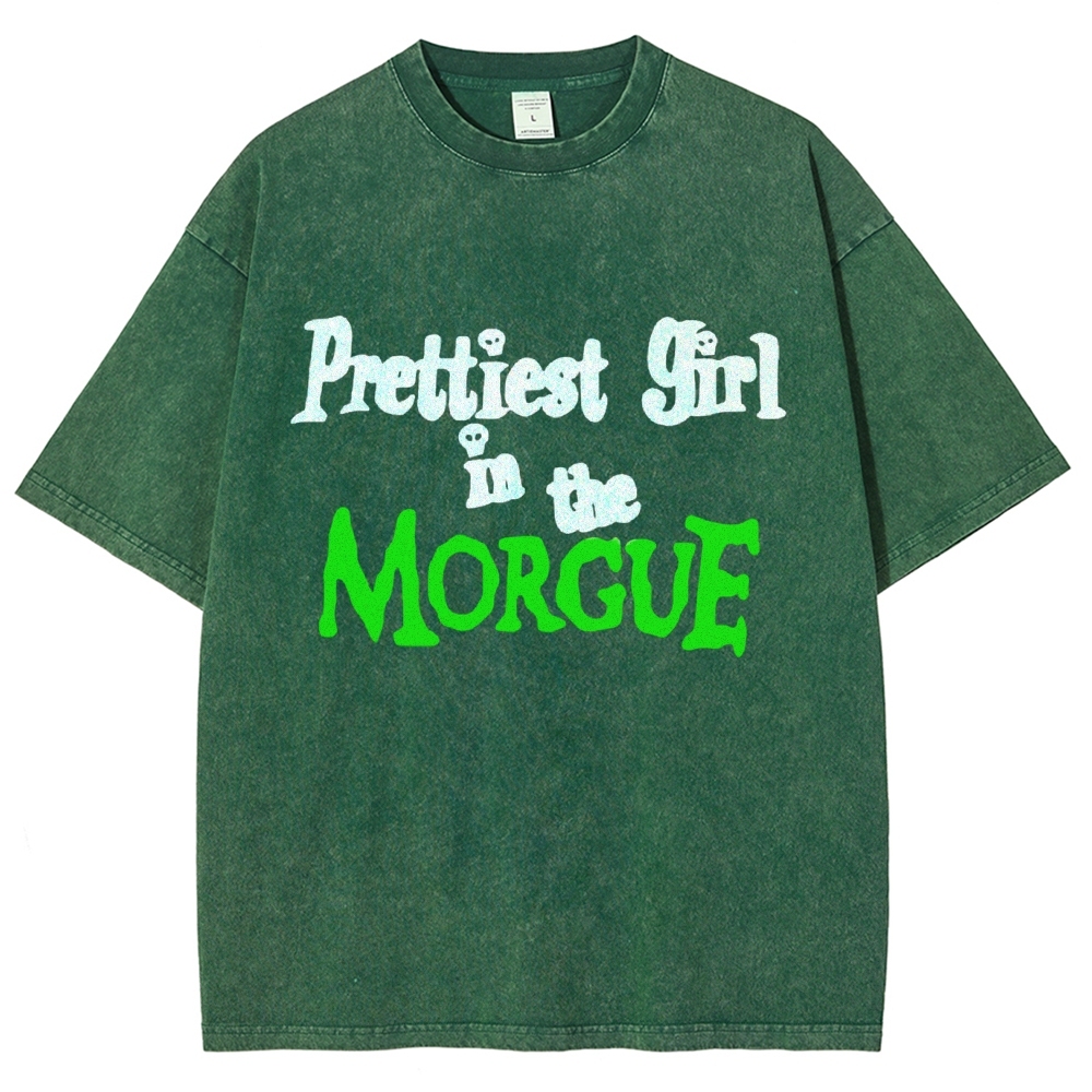 Prettiest Girl in The Morgue Vintage Snowflake Washed T-Shirt-moweekender
