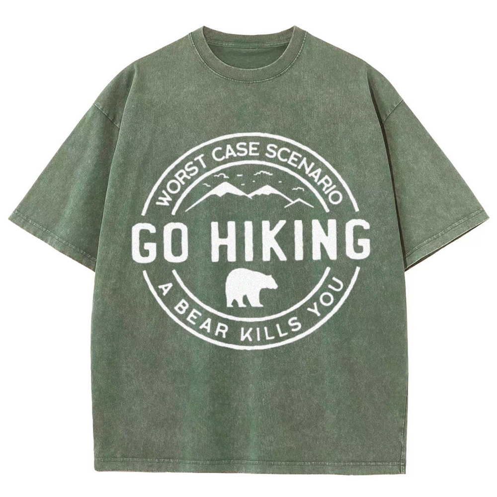 Go Hiking Vintage Snowflake Washed T-Shirt-moweekender