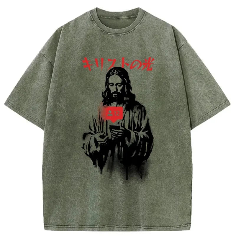 The Light Of Christ Washed Vintage T-Shirt-moweekender