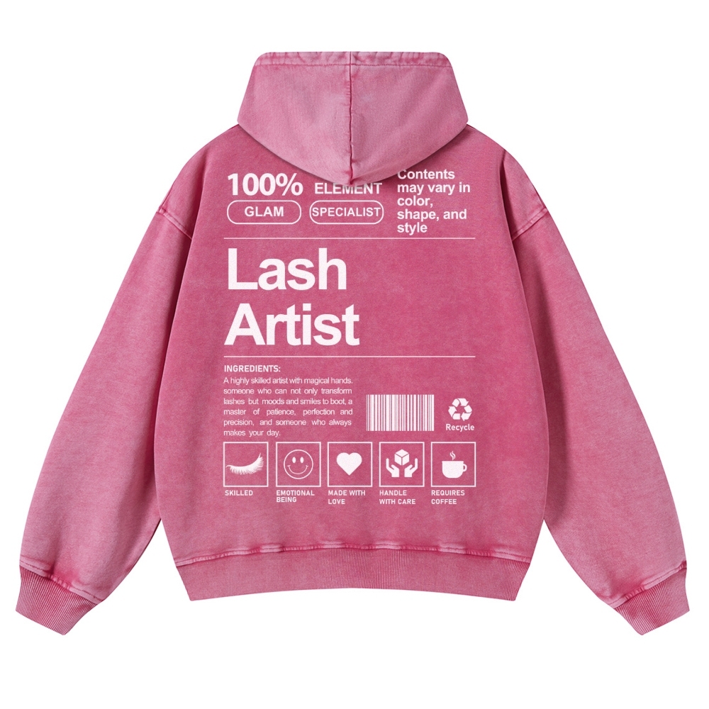 Lash Artist Casual Washed Hoodie-moweekender
