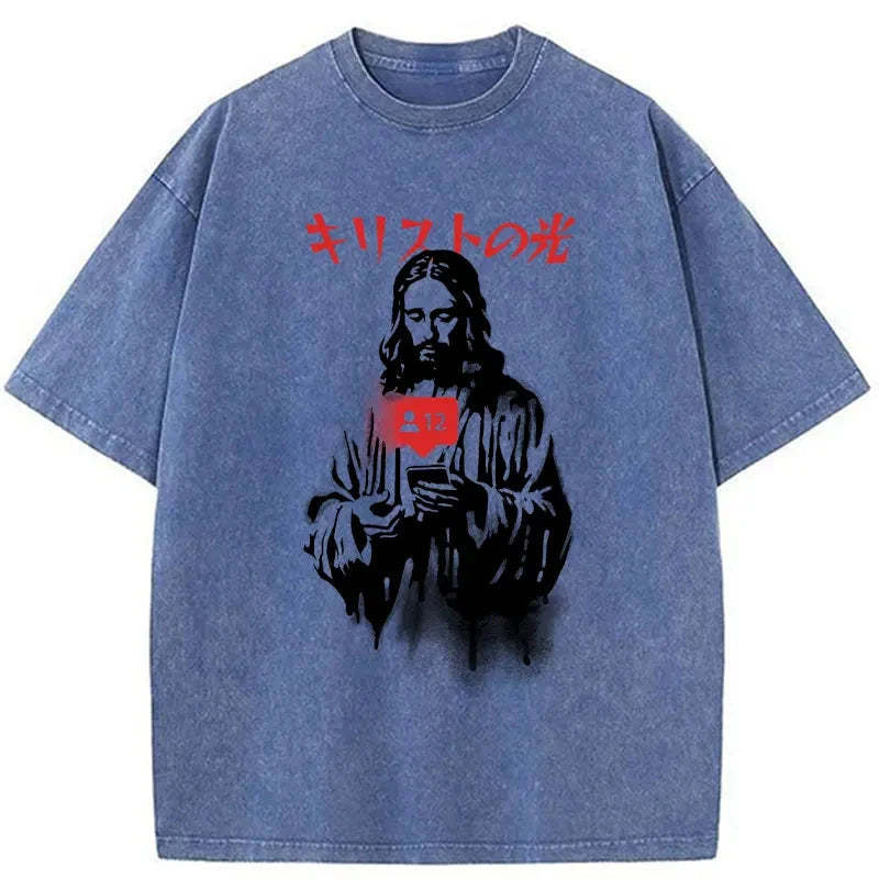 The Light Of Christ Washed Vintage T-Shirt-moweekender