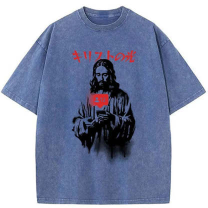The Light Of Christ Washed Vintage T-Shirt-moweekender