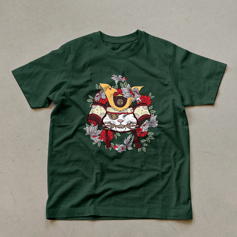 Japanese Goldfish Cat Casual Unisex Prints T-Shirt-moweekender