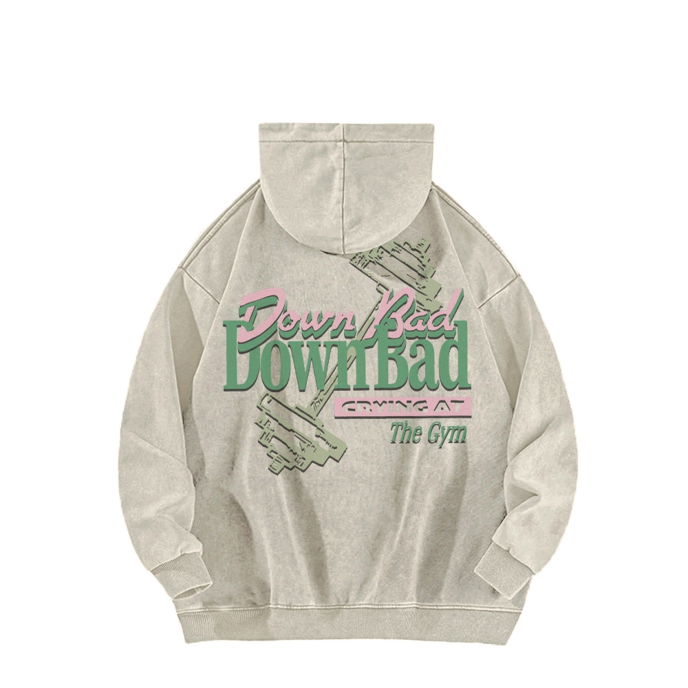 Down Bad Crying At The Gym Casual Washed Hoodie-moweekender