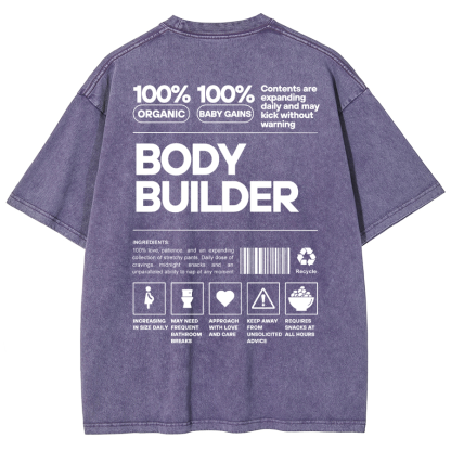 Body Builder Unisex Fit Washed T-Shirt-moweekender