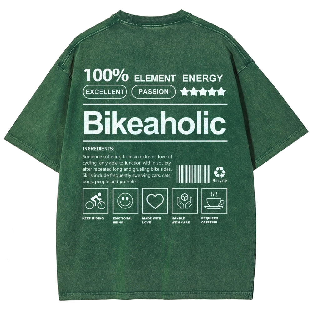 Bikeaholic Unisex Fit Washed T-Shirt-moweekender