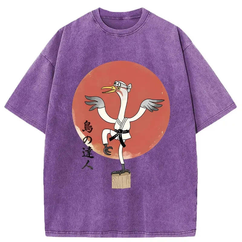 Karate Crane Japan Washed T-Shirt-moweekender