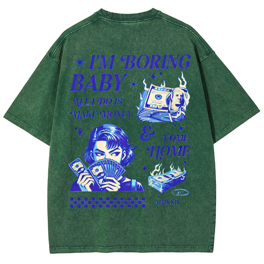 I'm Boring Baby Unisex Fit Washed Oversized T-Shirt-moweekender