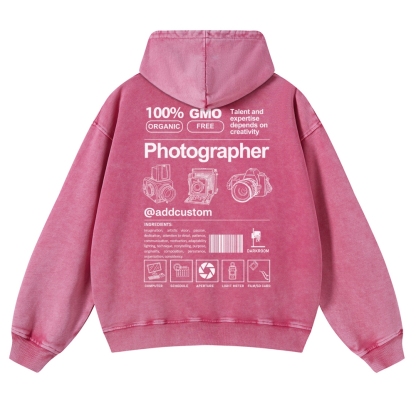 Photographer Addcustom Casual Washed Hoodie