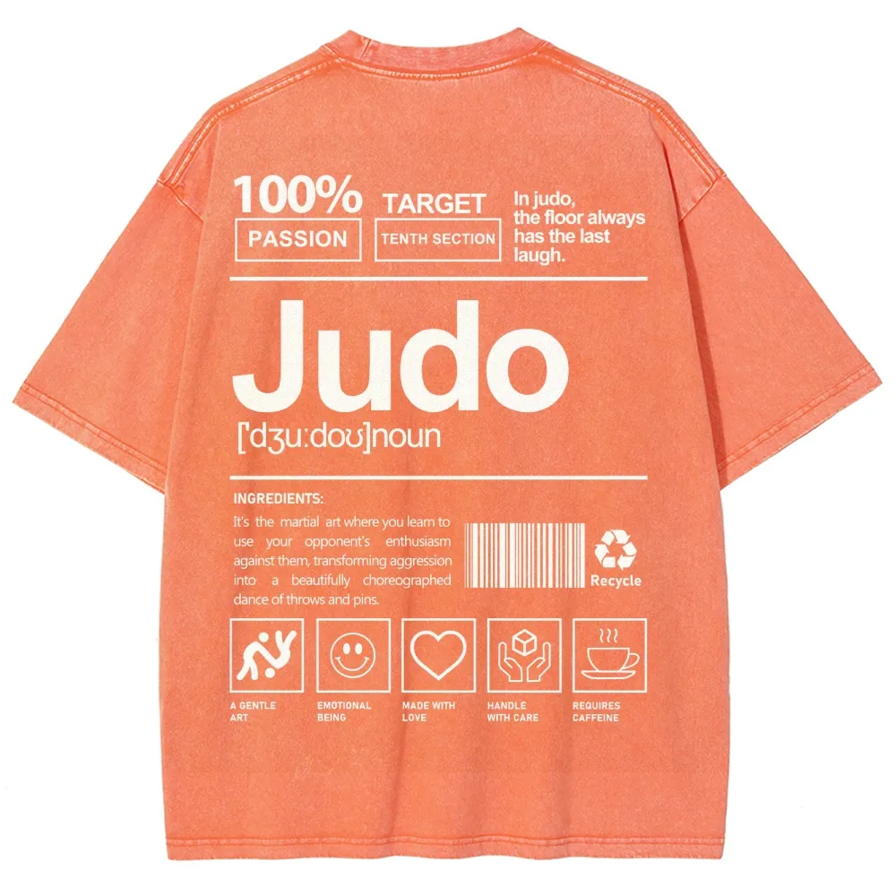 Judo Pattern Washed Vintage Short Sleeves T-Shirt-moweekender