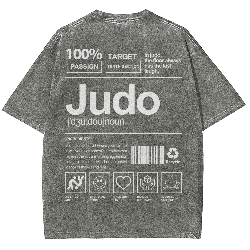Judo Pattern Washed Vintage Short Sleeves T-Shirt-moweekender