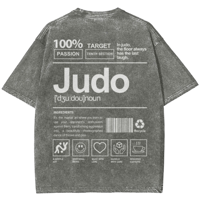 Judo Pattern Washed Vintage Short Sleeves T-Shirt-moweekender