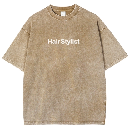 Hair Stylist Washed Vintage Short Sleeves T-Shirt-moweekender