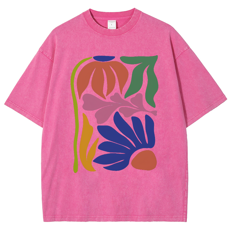 Wildflowers Matisse Art Washed Oversized T-Shirt-moweekender