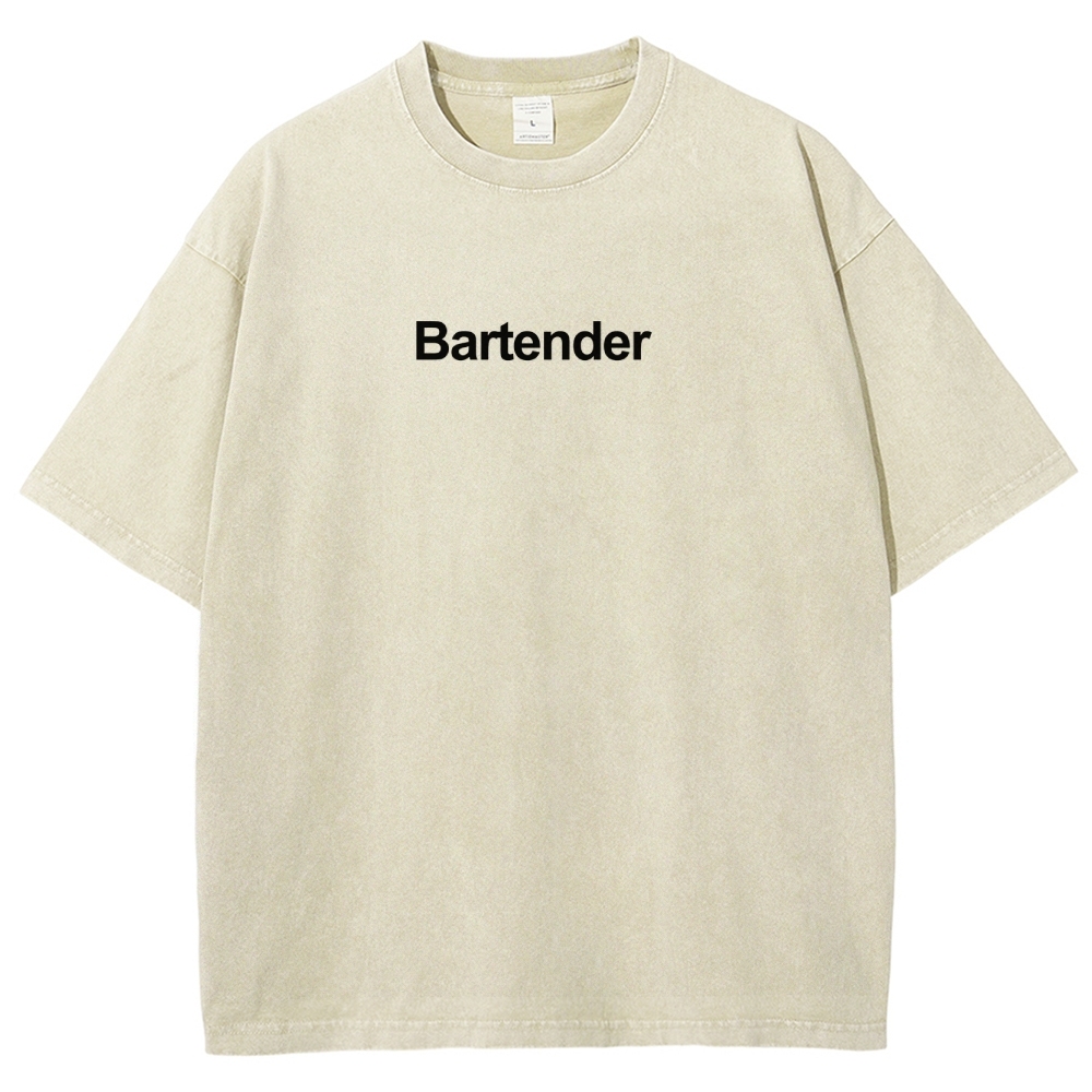 Bartender Printed Washed Vintage Short Sleeves T-Shirt-moweekender