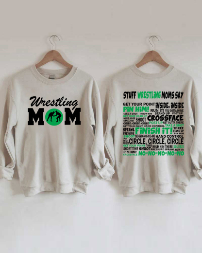 Wrestling Moms Green Printed Sweatshirt-moweekender