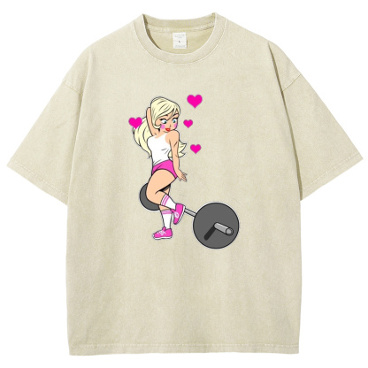 Barbell Love Girl Unisex Fit Washed T-Shirt-moweekender