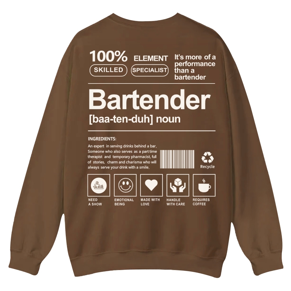 Bartender Printed Crew Neck Sweatshirt-moweekender