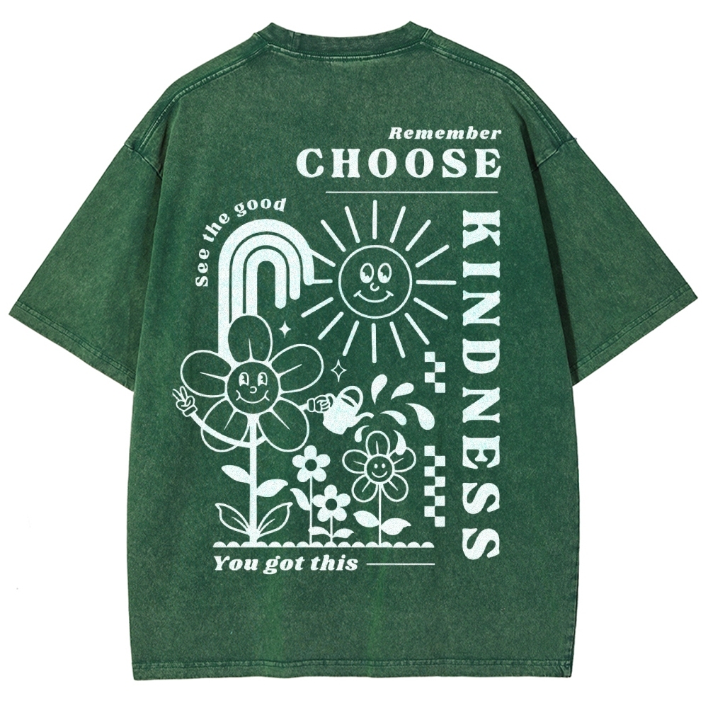 Kindness Vintage Snowflake Washed T-Shirt-moweekender