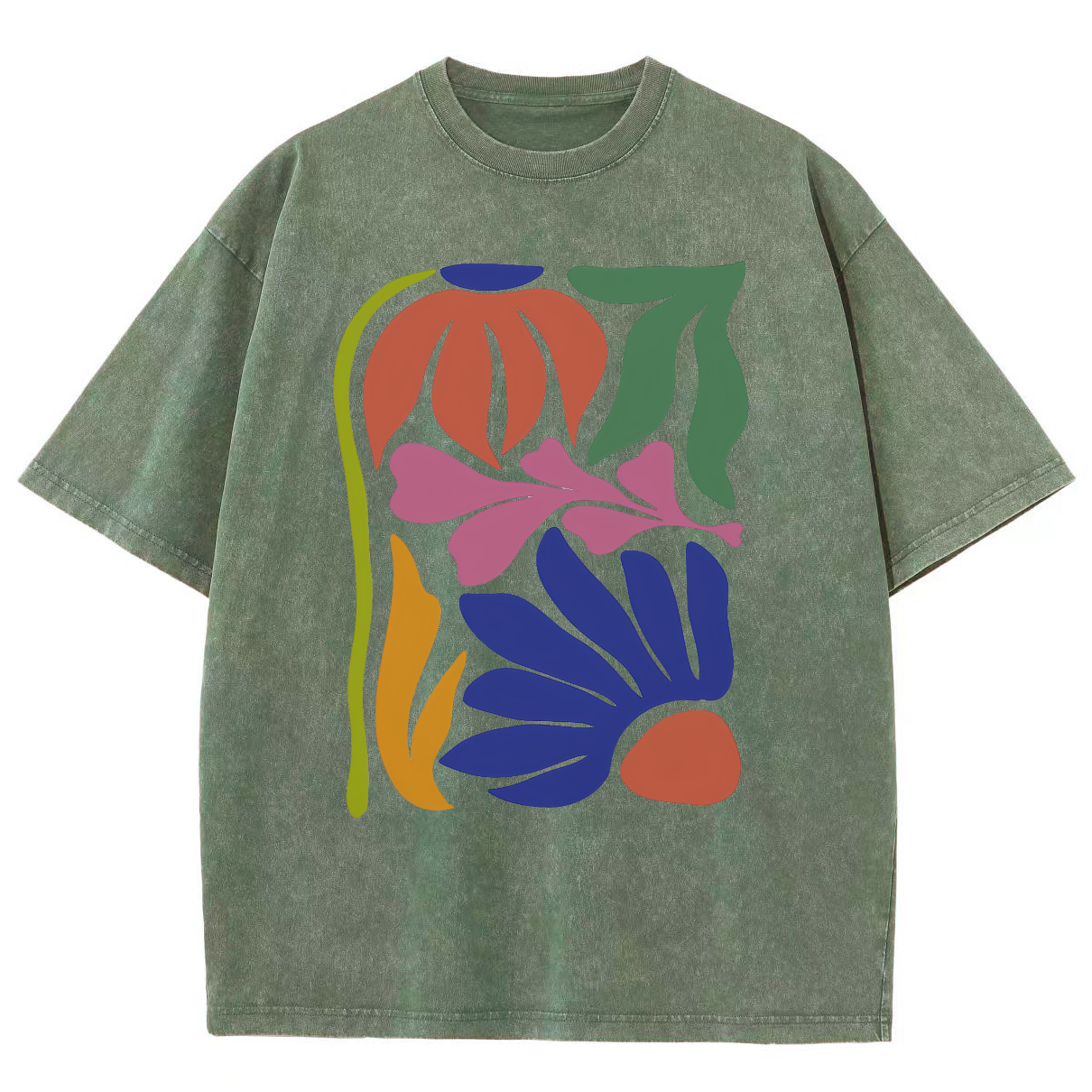 Wildflowers Matisse Art Washed Oversized T-Shirt-moweekender
