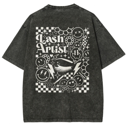 Lash Artist Vintage Snowflake Washed T-Shirt-moweekender