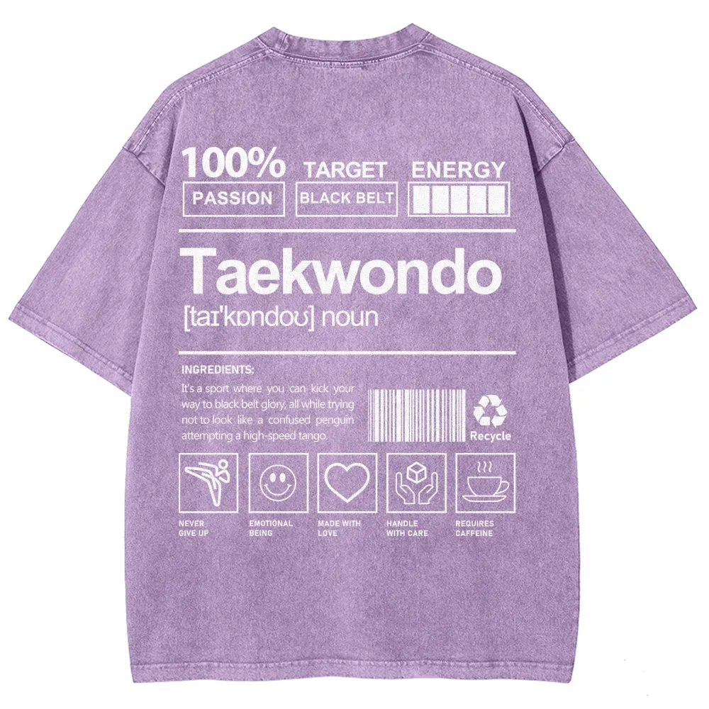 Taekwondo Pattern Washed Vintage Short Sleeves T-Shirt-moweekender