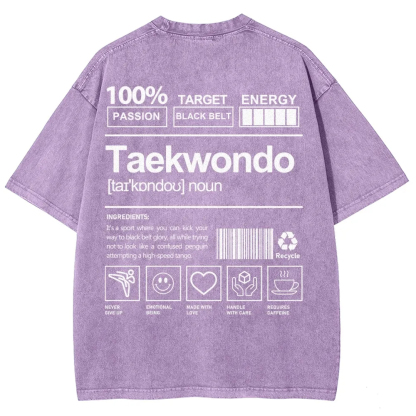 Taekwondo Pattern Washed Vintage Short Sleeves T-Shirt-moweekender