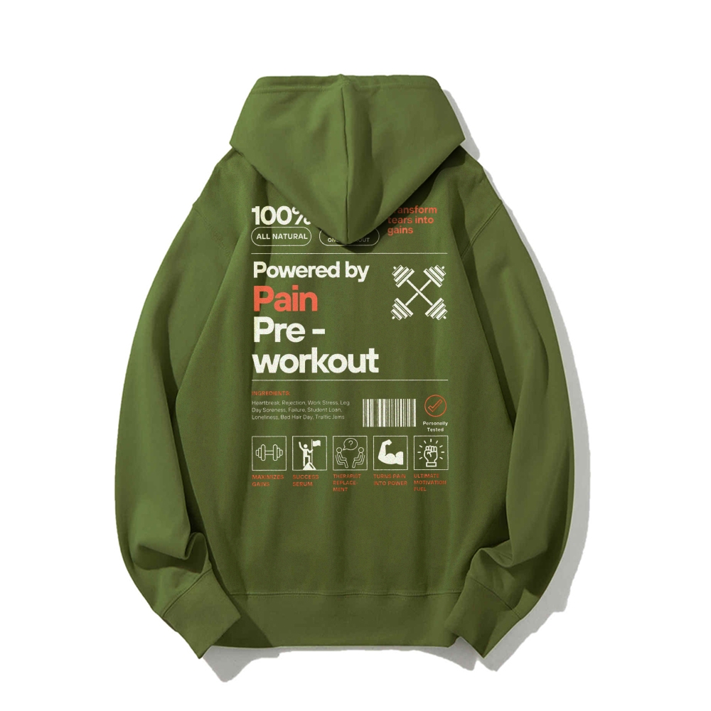 Powered By Pain Pre-Workout Casual Hoodie-moweekender