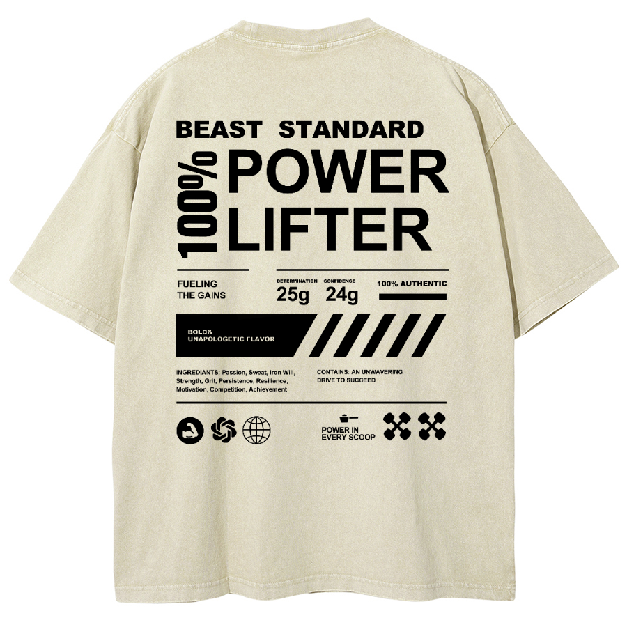 Beast Standard Power Lifter Unisex Fit Washed Oversized T-Shirt-moweekender