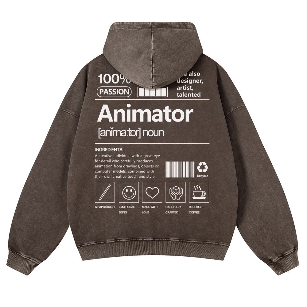 Animator Casual Washed Hoodie-moweekender