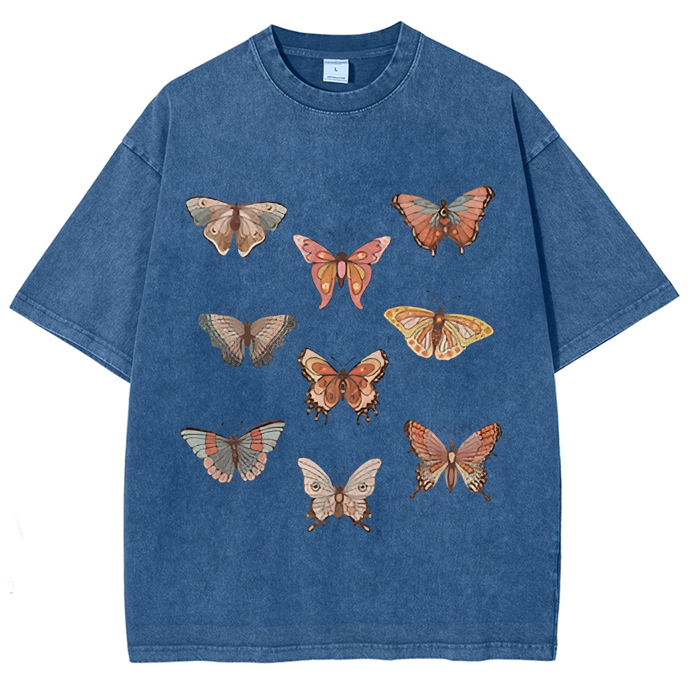 Butterfly Specimen Vintage Snowflake Washed T-Shirt-moweekender
