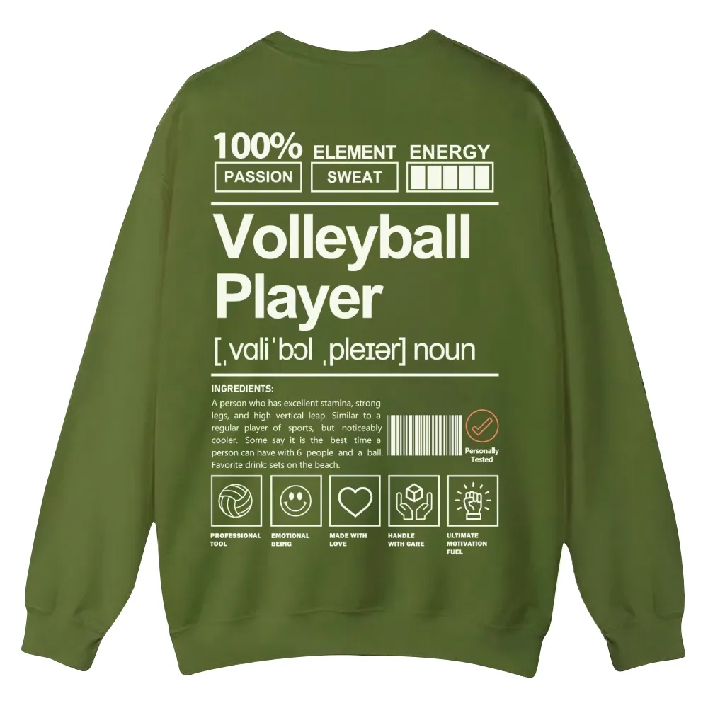 Volleyball Player Printed Crew Neck Sweatshirt-moweekender
