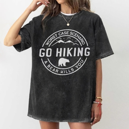 Go Hiking Vintage Snowflake Washed T-Shirt-moweekender