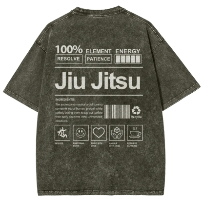 Jiu Jitsu Pattern Washed Vintage Short Sleeves T-Shirt-moweekender
