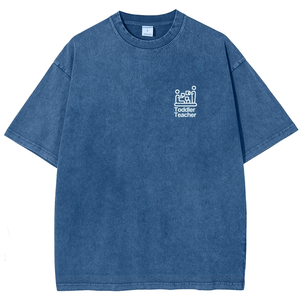 Toddler Teacher Unisex Fit Washed T-Shirt-moweekender