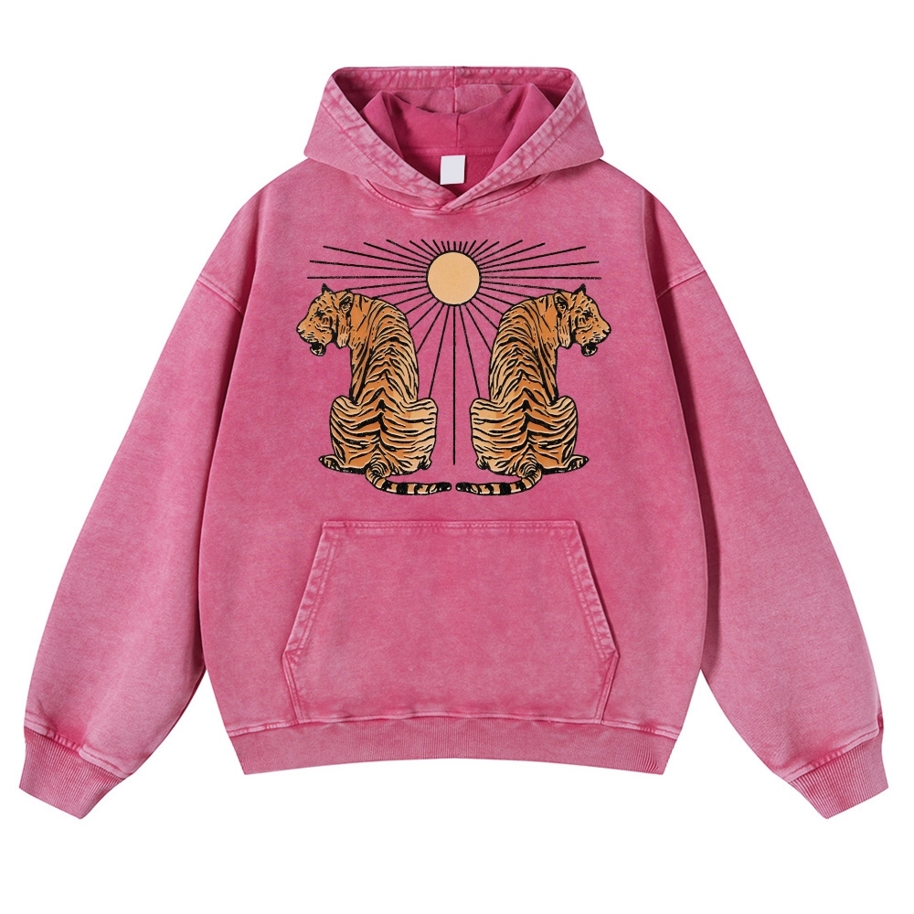 Sun And Tiger Casual Vintage Washed Hoodie-moweekender
