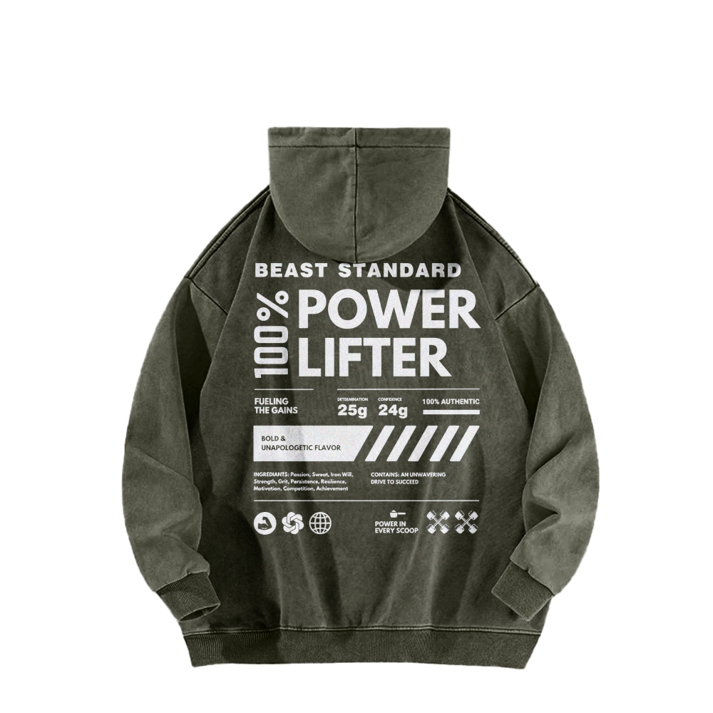 Power Lifter Casual Washed Hoodie-moweekender