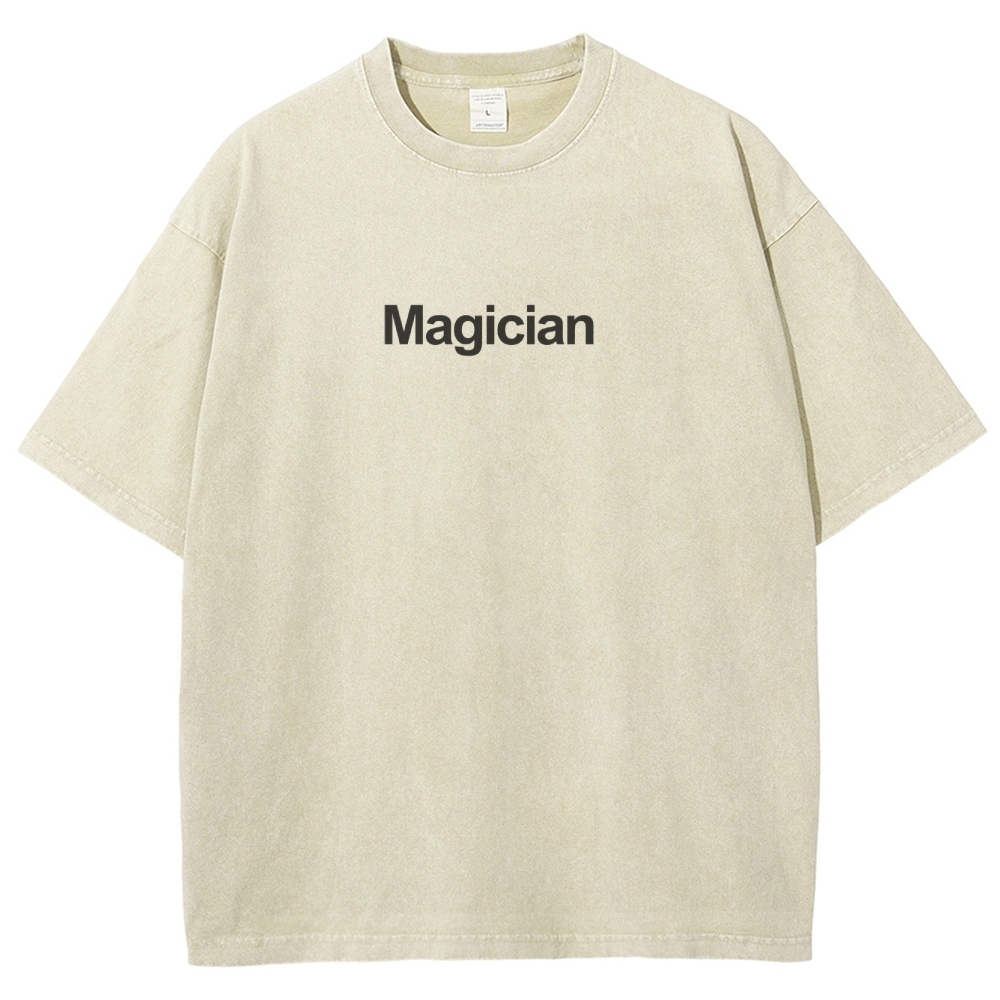 Magician Pattern Washed Vintage Short Sleeves T-Shirt-moweekender